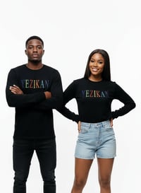 Image 3 of Yezikan Marbled Embroidered Logo Black Long Sleeve T-Shirt