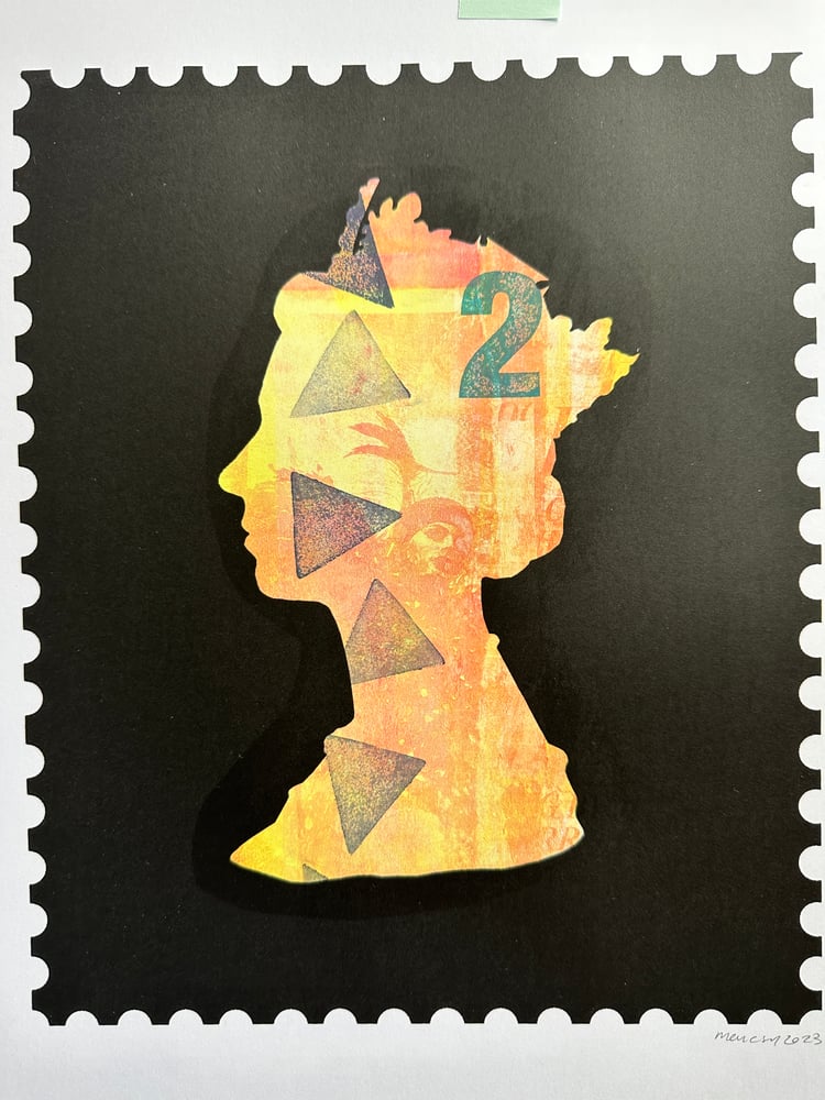 Image of A3 Fashion Queen one off R7 screen print with mixed media