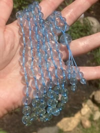 Image 3 of Aquamarine Mala, Aquamarine 108 Beads Japa Mala, Aquamarine Hand Knotted Gemstone Necklace