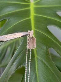 Image 1 of Silver Black Rutile Rectangle Crystal Necklace
