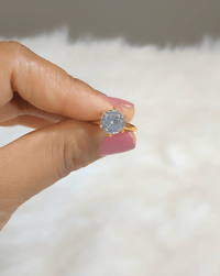 Image 3 of Solitaire Gold Plated American Diamond Adjustable Ring 