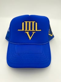 Image 1 of LVL3 NYC BLUE & GOLD TRUCKER HAT 