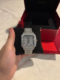 Image 1 of Cartier Santos Diamond Watch 40mm Black Roman Dial