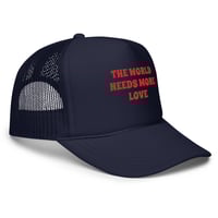 Image 1 of THE WORLD NEEDS MORE LOVE TRUCKER HAT IN NAVY 