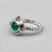 Image 7 of Handmade Sterling Silver Green Onyx Stamped Dainty Ring