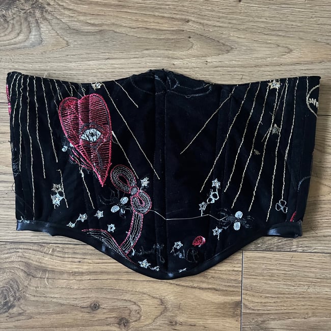 Handmade sun and heart tulle, velvet under-bust corset