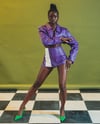 Indigo Panel Leather MINI Skirt [M/L]