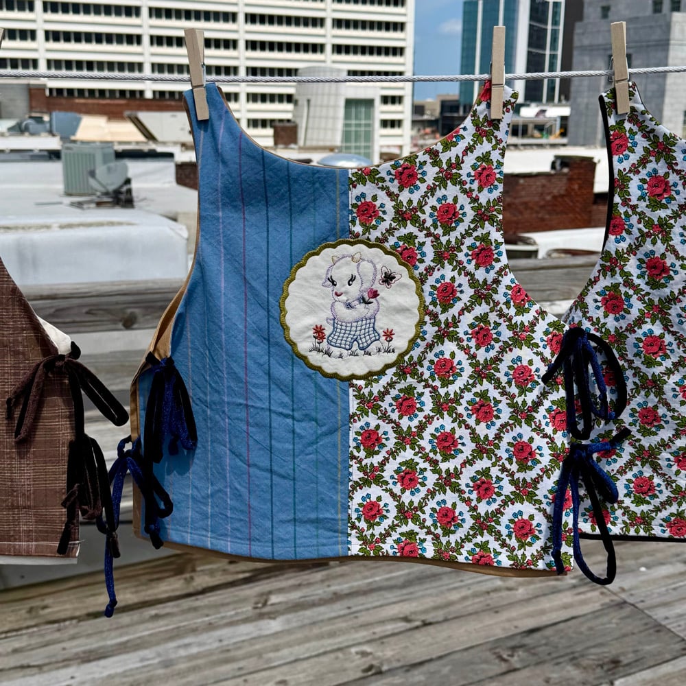 Image of Floral & Blue Stripe Baby Goat Top