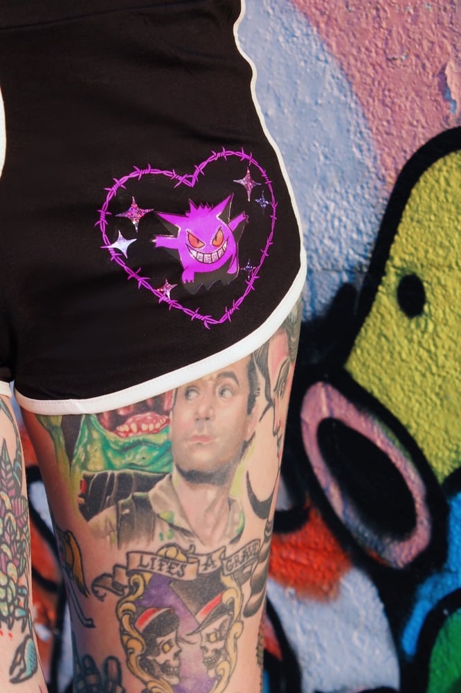 Image of The gengar roller girl high waisted barbwire shorts 