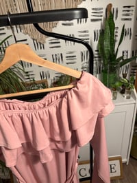 Image 2 of Mauve long sleeve off shoulder dress