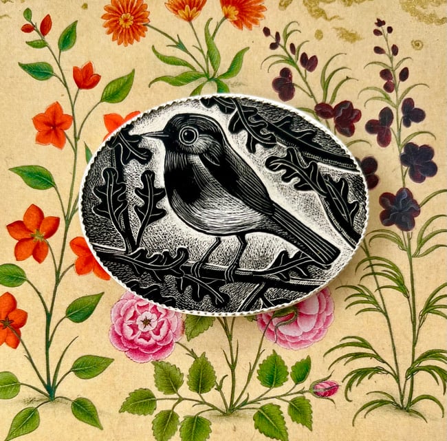 LARGE RED BREASTED BARD BROOCH