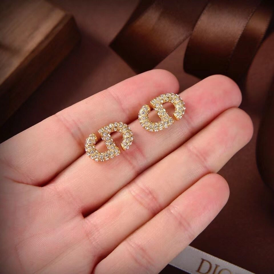 New CD Gold plated Rhinestone Earrings 