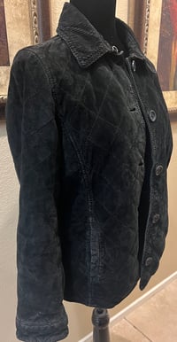 Image 3 of Vintage Black Suede Jacket David Bowie Embroidered Flowers