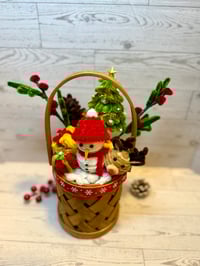 Image 2 of Festive Holiday Basket with Snowman & Reindeer
