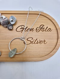 Image 1 of Turquoise Seaglass Hammered Ring Necklace 