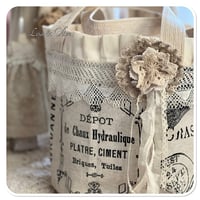 Image 3 of Vintage style French Script bucket tote bag