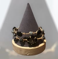 Image 3 of Wire Wrapped Black and Gold Flower Bangle