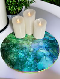 Image 3 of 14" Lazy Susan Turntable Epoxy Resin Art 'The Two of Cups'