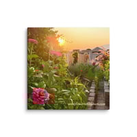 Image 1 of Sunrise Cottage Garden - 12” X 12” Canvas Print