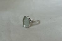 Image 3 of Cornflower Blue Sea Glass Ring on Hammered Band size Q