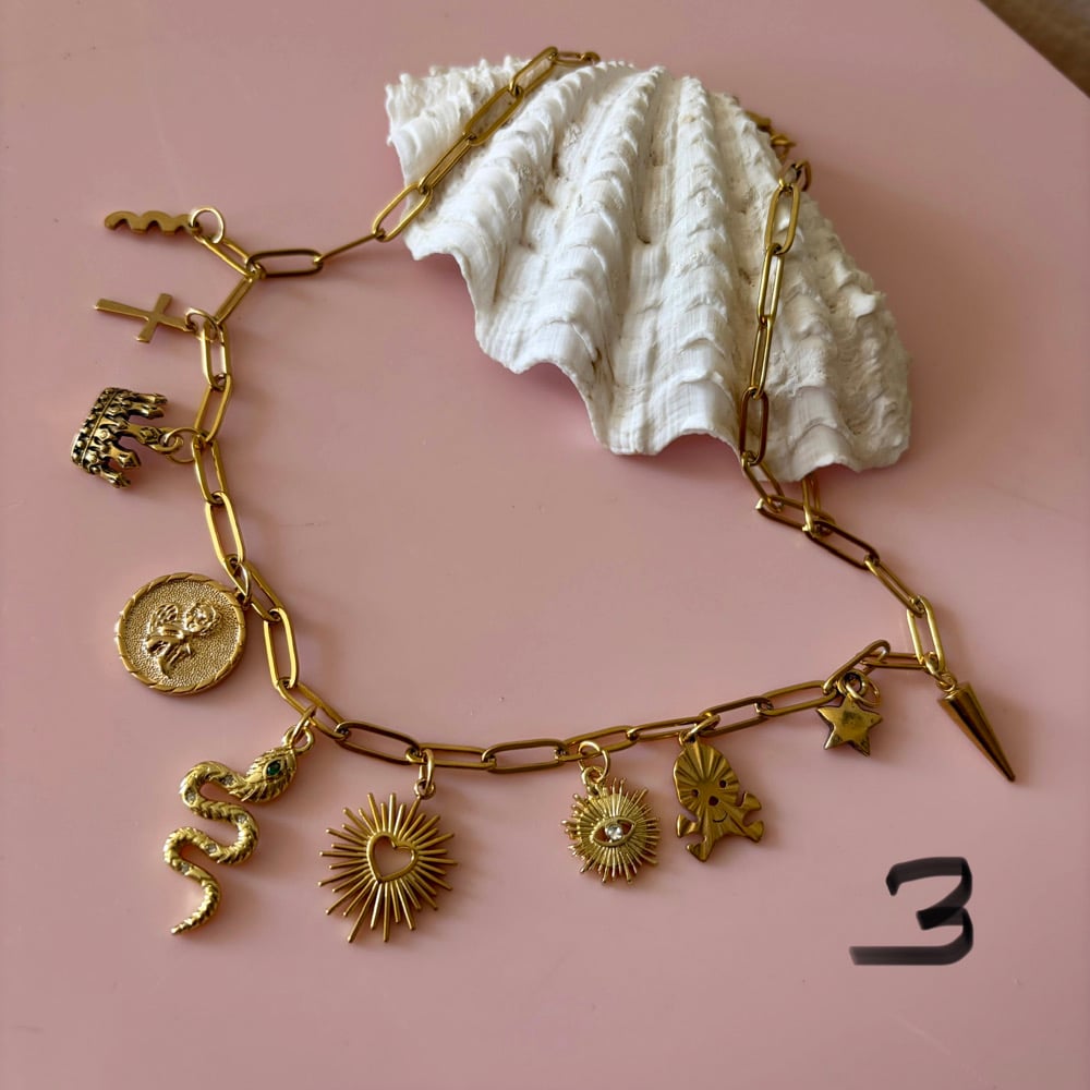 Image of Gold Paperclip Charm Necklaces