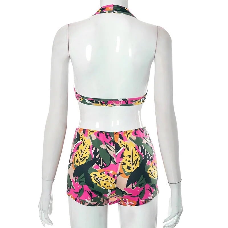Image of Two piece set sexy bikini vest + low waist mini skirt suit 