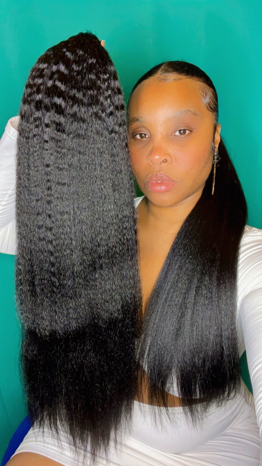 Human hair shop kinky straight ponytail