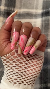 Image 3 of Nails - Long (Pink Gold Design)