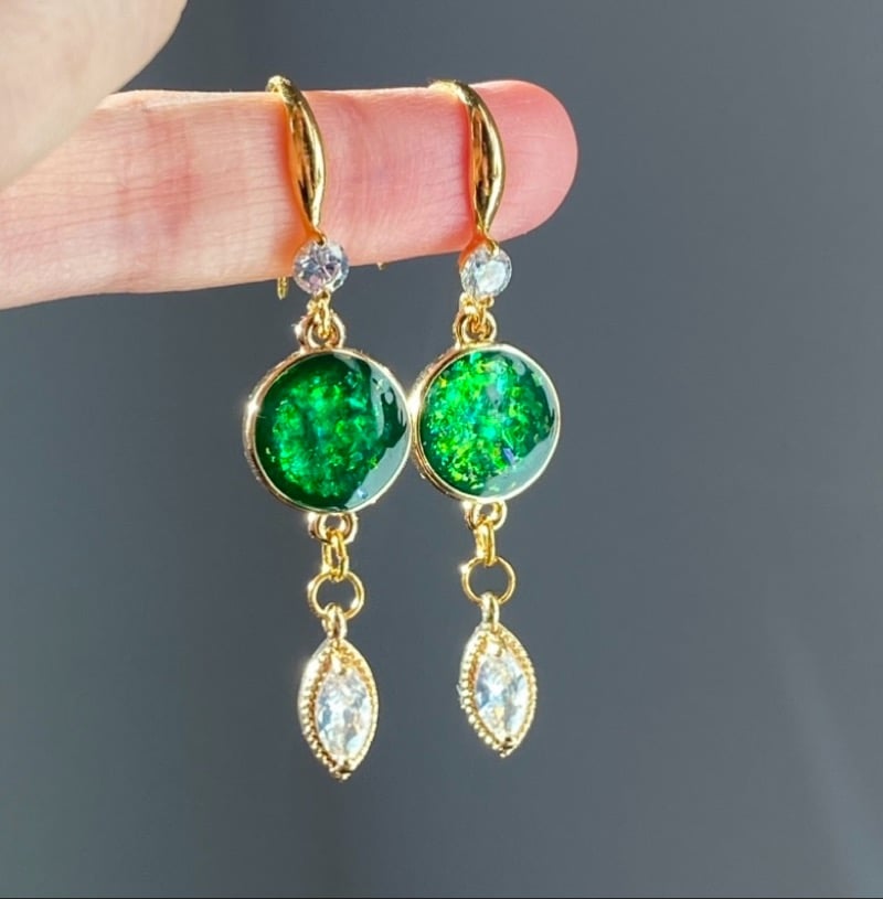 Image of Bright Green Sky Hook Earrings🌞