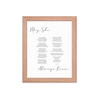 Image 1 of May She Always Know Framed poem *please  see description re order*