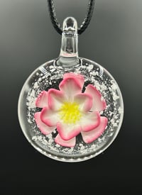 Image 1 of Custom Cremation Ash Camellia Blossom Flower Pendant: Hand-Blown Glass Memorial Jewelry