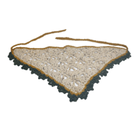 Image 2 of wHite (with speckles) n yellow n green doily lookin bandana