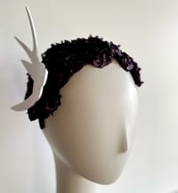 Image 1 of Black bandeau w white bird.  