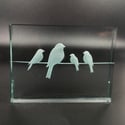 Birds on a wire glass block 