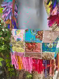 Image 8 of FRILL body cross Sari bag with ruffle -large detachable strap- Peace 2