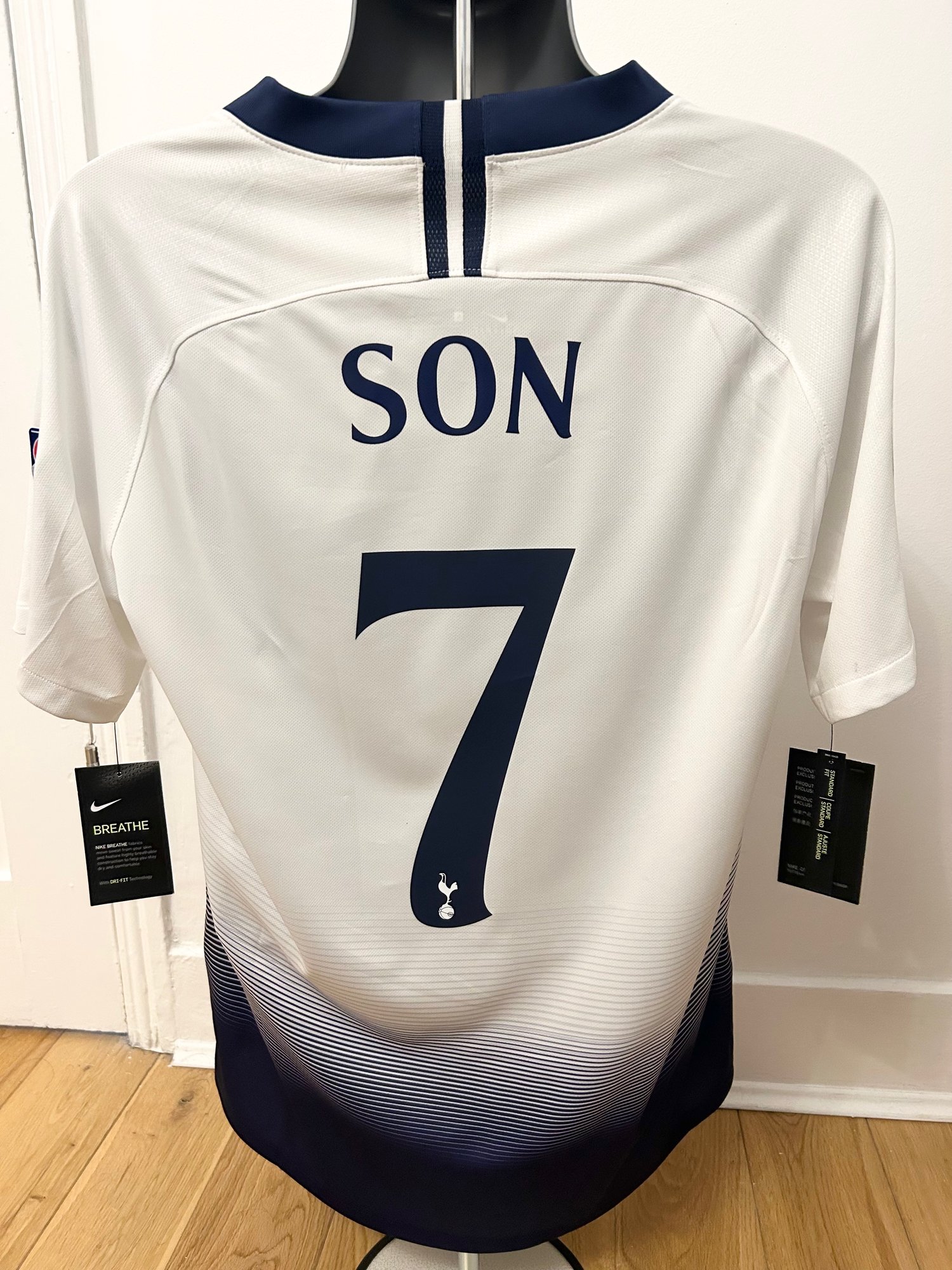 Image of NEW Tottenham Hotspur “SON 7” 2018/19 Home UCL Final Shirt + patches (L) 