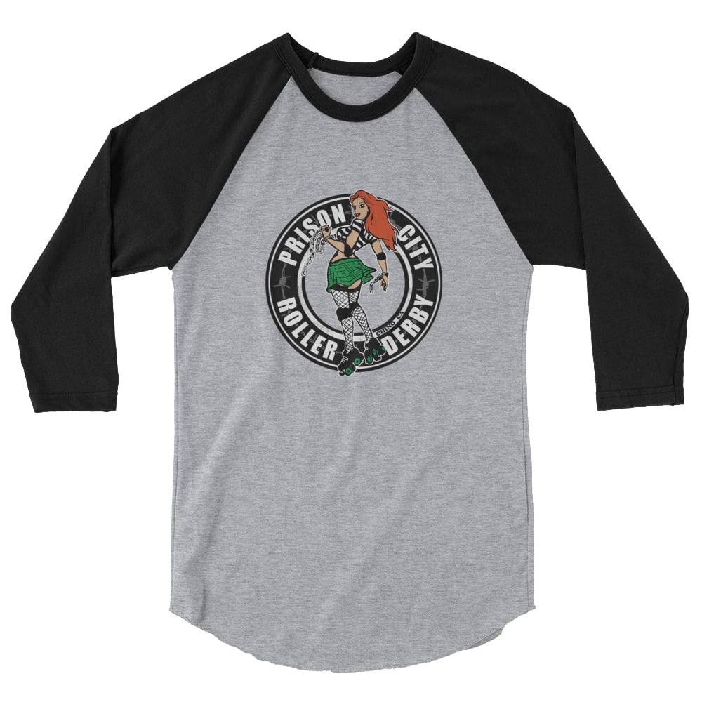 Prison City Roller Derby 3/4 sleeve raglan shirt