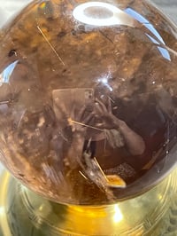 Image 3 of Large Smoky Quartz Sphere With Golden Rutile And Rainbows #1769