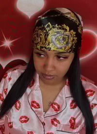 Image 5 of Black & Gold Silk Head Scarf 