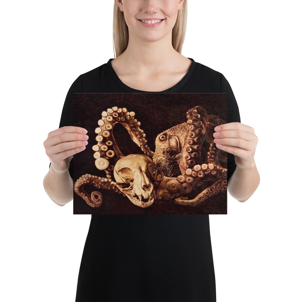 Photo Print: Octopus and Kitten Skull