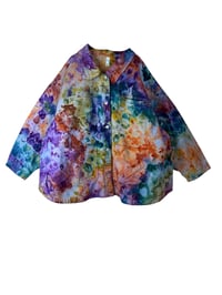 Image 7 of 4X PLUS 100% Cotton Oversized Chore Coat in Earthy Rainbow Ice Dye