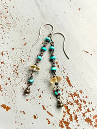 Image 1 of Egyptian turquoise and citrine earrings