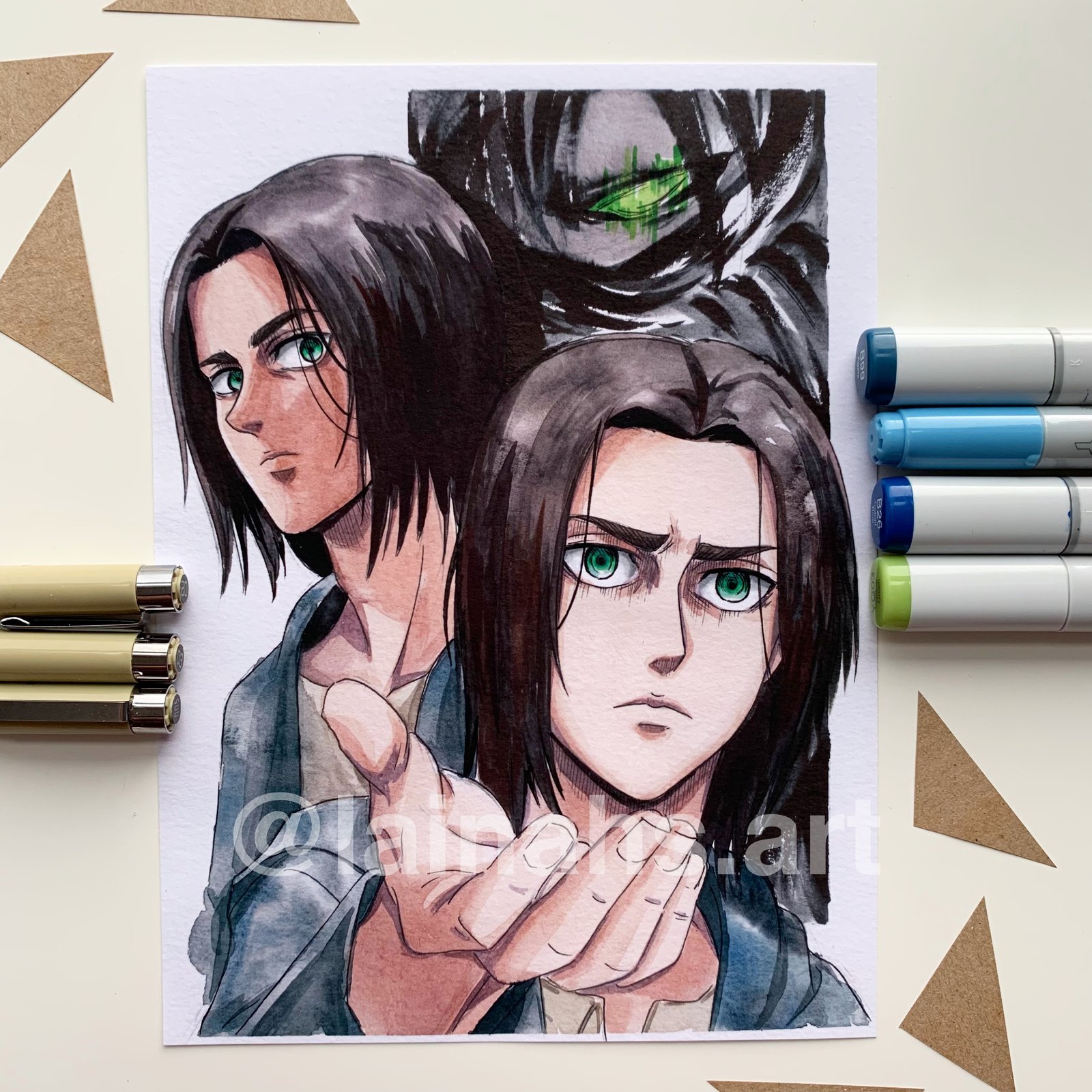 EREN, MIKASA, ARMIN art prints | lainahsart