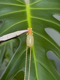 Image 1 of Gold Green Jade Rectangle Crystal Necklace