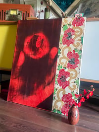 Image 2 of “Poppies and Persimmons”, Mixed Meida on Canvas