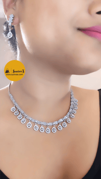 Image 3 of Julie White-Stunning American Diamond Necklace Set with Earrings