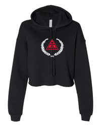 Image 1 of I AM THE THRONE |Black High Patent Bred Women Crop Hoodie |