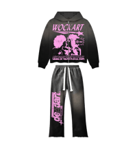 Image 1 of PINK ON BLACK SUN-DRIED ART FEIN SWEATSUIT