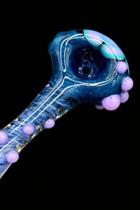 Image 3 of Aqua X Purple Dotstack Glass Pipe 