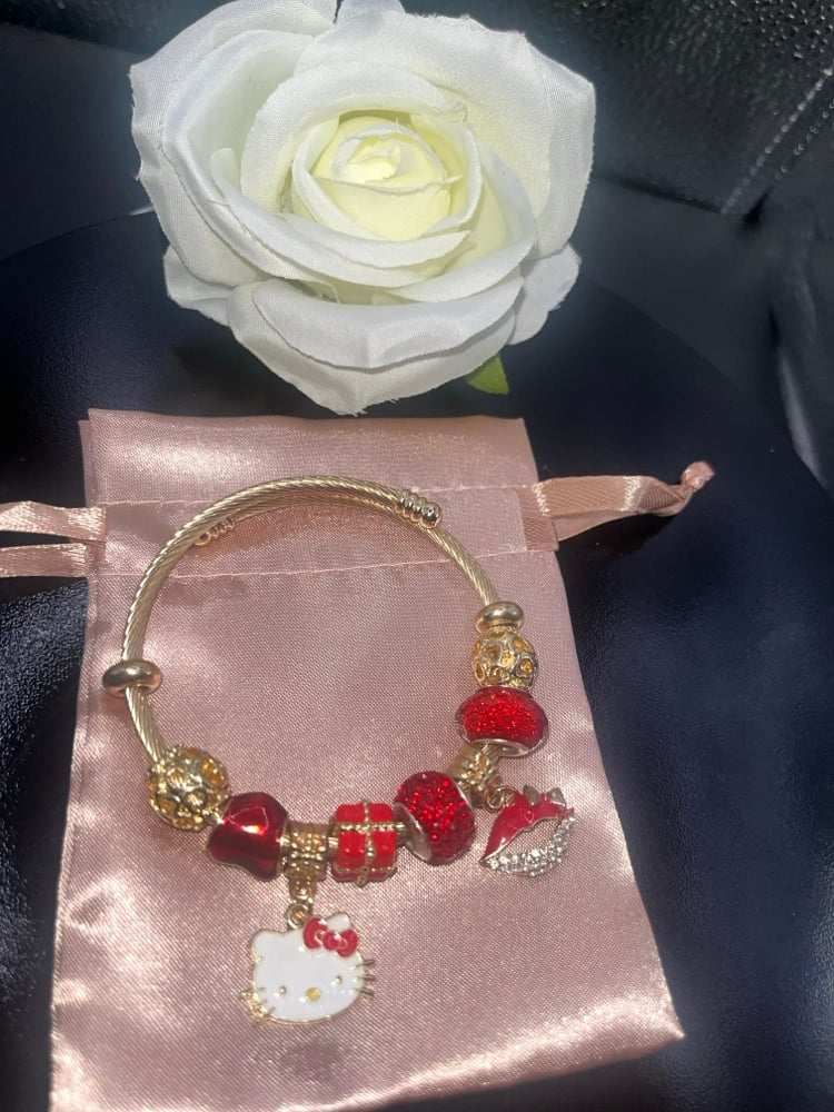Image of Gold bracelet Hello Kitty Red